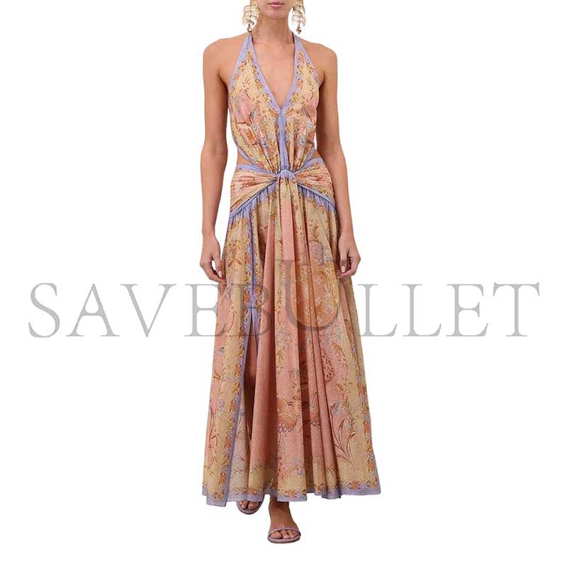 ZIMMERMANN INDRA PLUNGE HALTER MAXI DRESS 8539DSS262